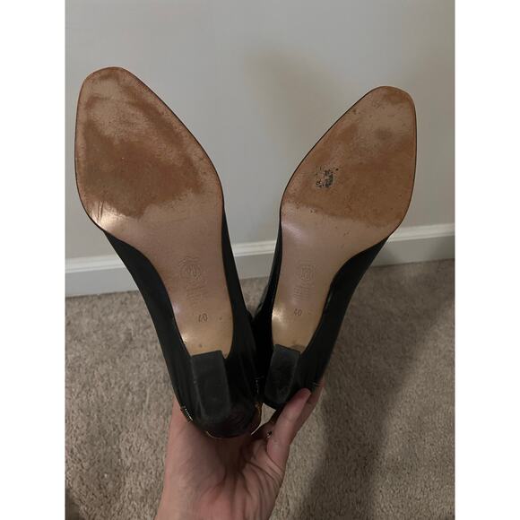 Serena D'Italia Leather Embellished Pull On Almond Toe Knee High Boots Black 40 - Picture 10 of 10